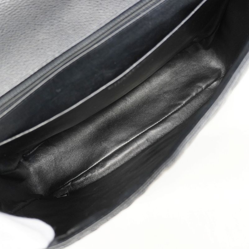 Chanel Shoulder Bag Deca Matelasse Caviar Skin Black Silver Hardware Women