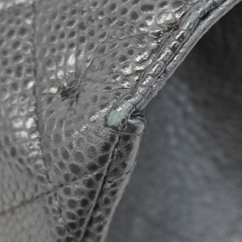 Chanel Shoulder Bag Deca Matelasse Caviar Skin Black Silver Hardware Women