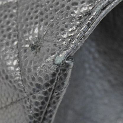 Chanel Shoulder Bag Deca Matelasse Caviar Skin Black Silver Hardware Women