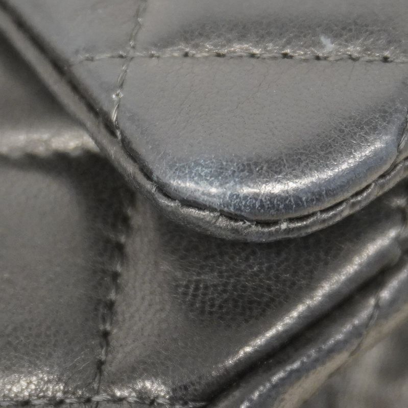 Chanel Shoulder Bag Matelasse Lambskin Black Silver Hardware Women