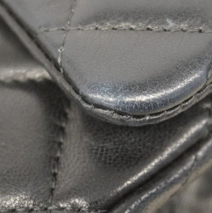 Chanel Shoulder Bag Matelasse Lambskin Black Silver Hardware Women