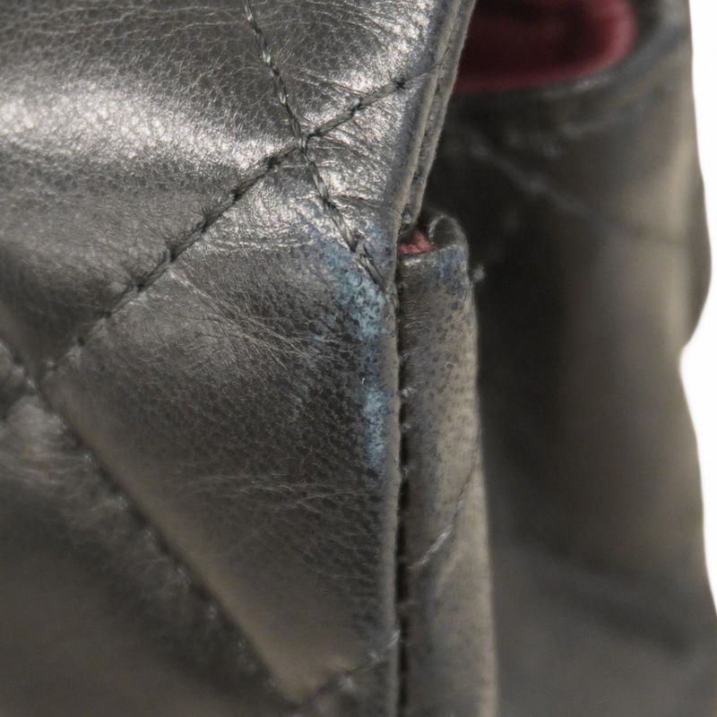 Chanel Shoulder Bag Matelasse Lambskin Black Silver Hardware Women