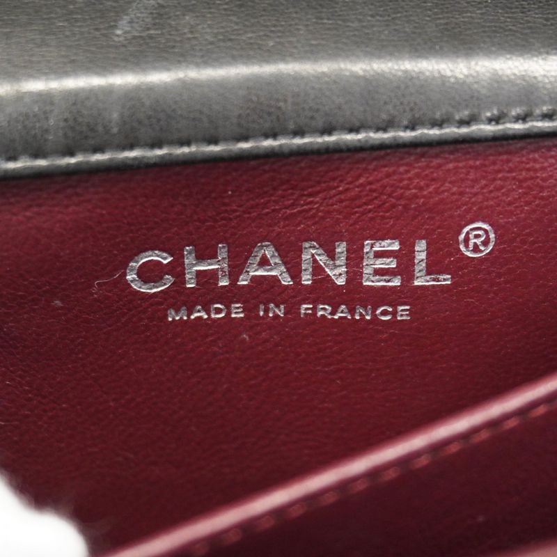 Chanel Shoulder Bag Matelasse Lambskin Black Silver Hardware Women