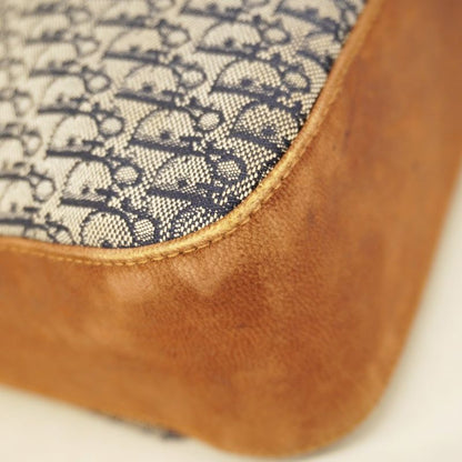 Christian Dior Shoulder Bag Trotter Street Chic Canvas Navy Brown Gold Hardware