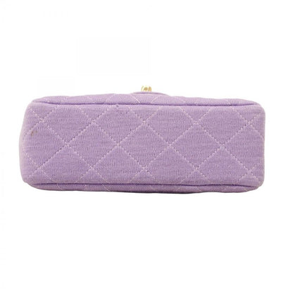 Chanel Shoulder Bag Mini Matelasse Cotton Purple Chien Pan Gold Hardware Women