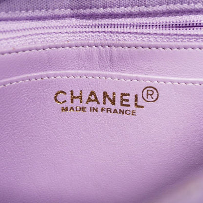 Chanel Shoulder Bag Mini Matelasse Cotton Purple Chien Pan Gold Hardware Women