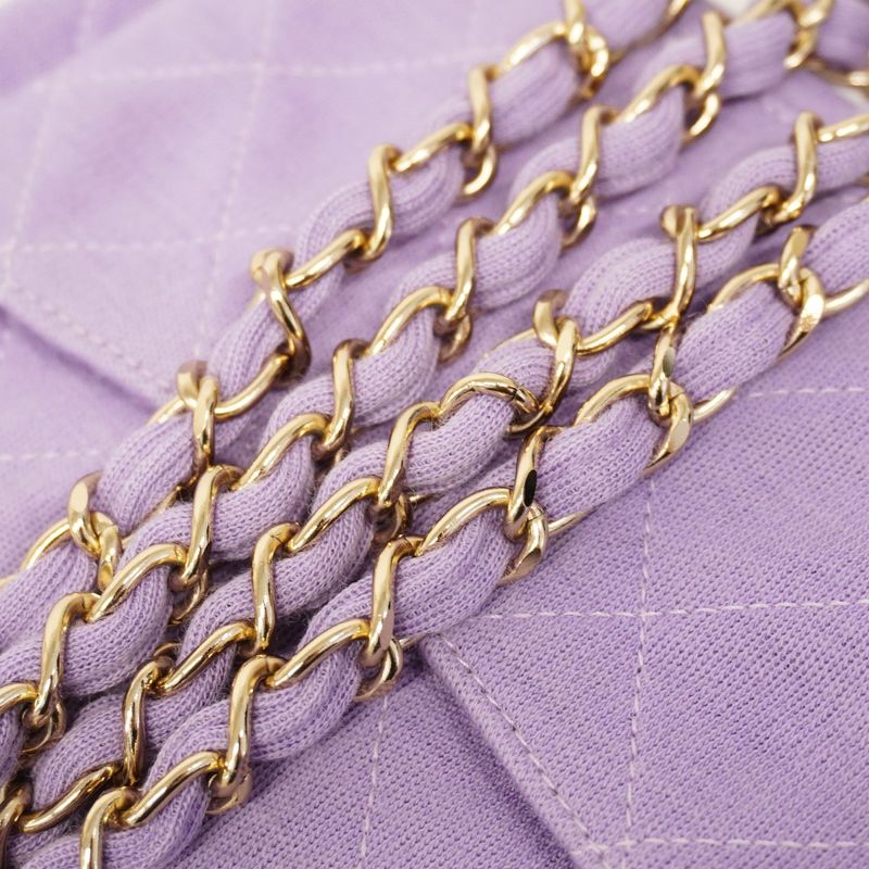 Chanel Shoulder Bag Mini Matelasse Cotton Purple Chien Pan Gold Hardware Women