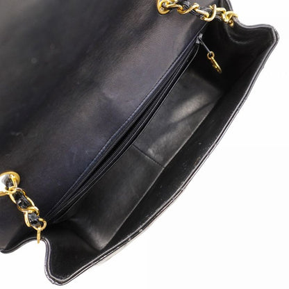 Chanel Shoulder Bag Diana Patent Leather Black Gold Hardware Women