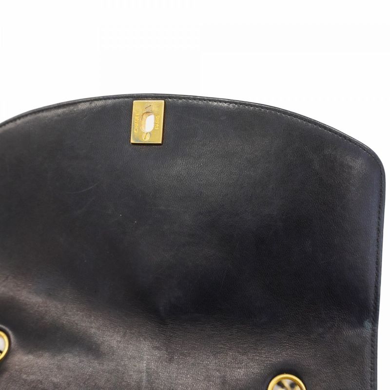 Chanel Shoulder Bag Diana Patent Leather Black Gold Hardware Women