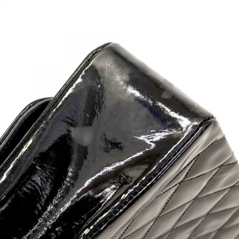 Chanel Shoulder Bag Diana Patent Leather Black Gold Hardware Women