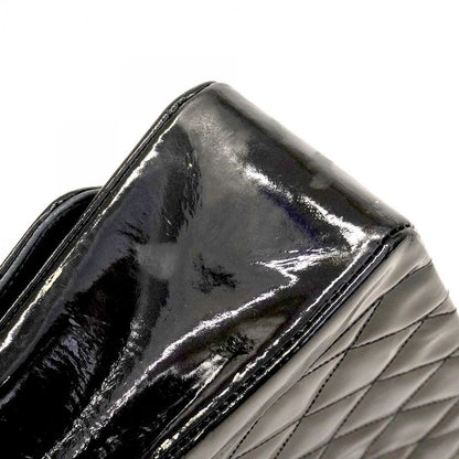 Chanel Shoulder Bag Diana Patent Leather Black Gold Hardware Women