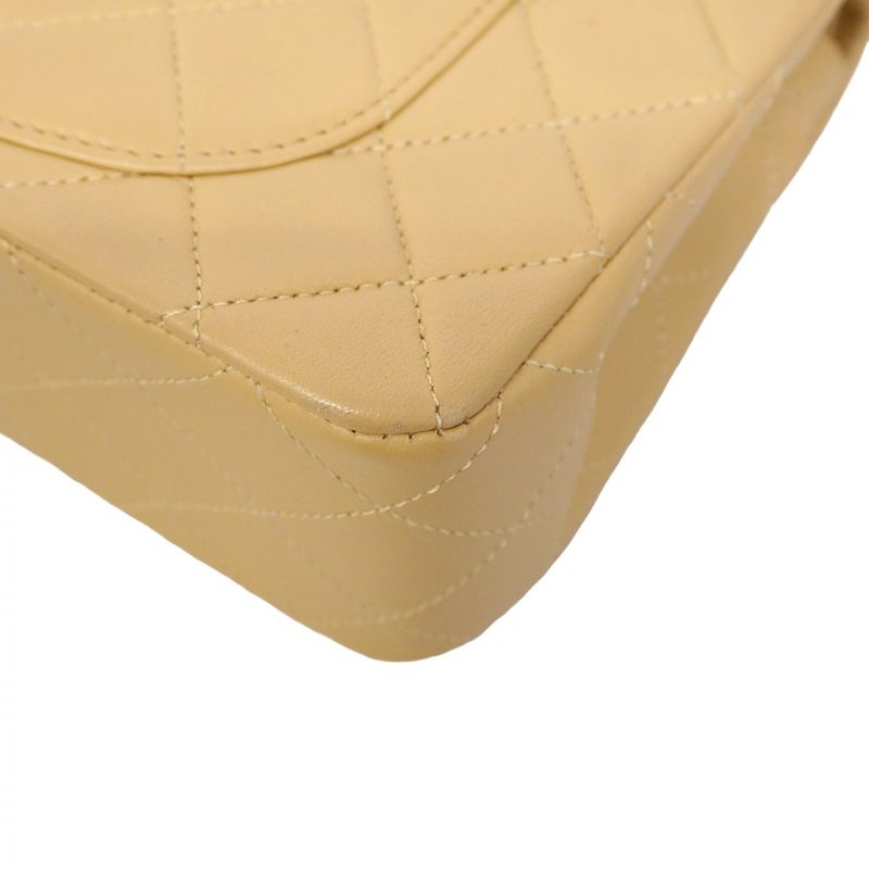 Chanel Shoulder Bag Matelasse Lambskin Beige Gold Hardware Women
