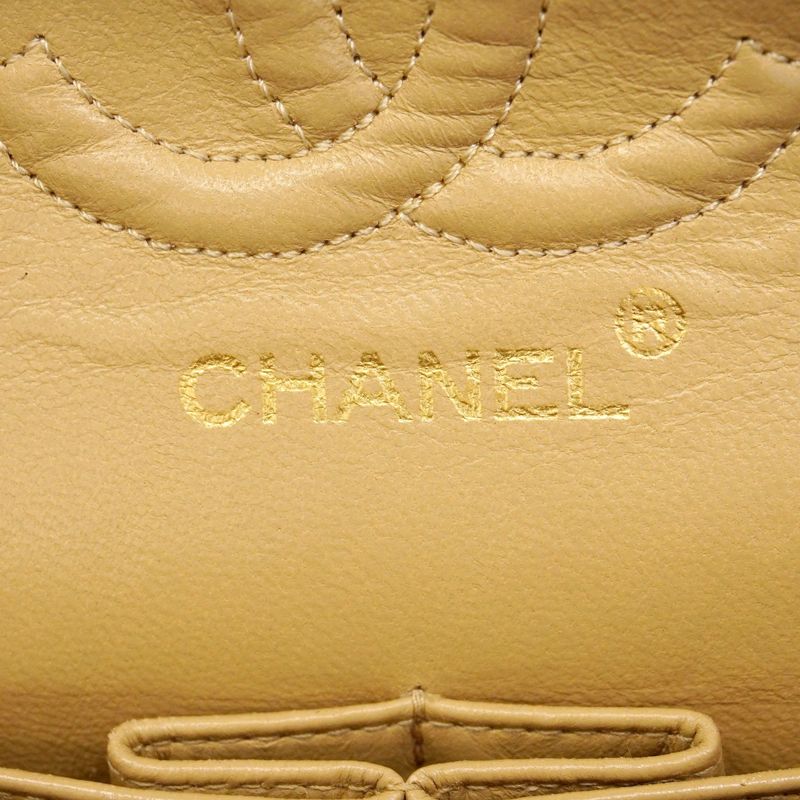 Chanel Shoulder Bag Matelasse Lambskin Beige Gold Hardware Women