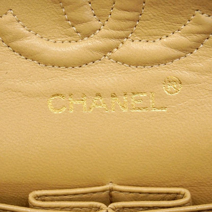 Chanel Shoulder Bag Matelasse Lambskin Beige Gold Hardware Women