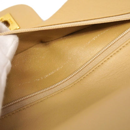 Chanel Shoulder Bag Matelasse Lambskin Beige Gold Hardware Women