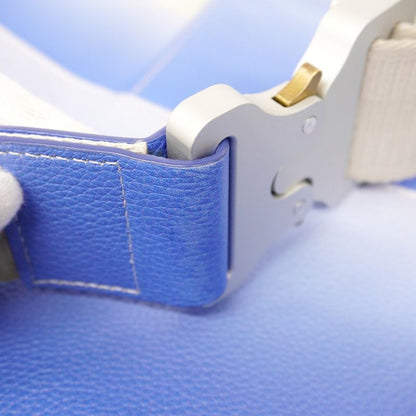 Christian Dior Shoulder Bag Saddle Leather Blue White Silver Hardware Women