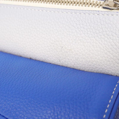 Christian Dior Shoulder Bag Saddle Leather Blue White Silver Hardware Women