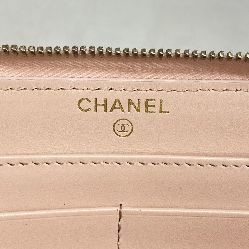 Chanel Long Wallet Matelasse Caviar Skin Pink Chien Pan Gold Hardware Women