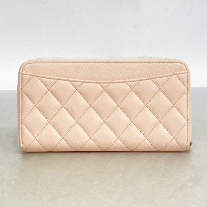 Chanel Long Wallet Matelasse Caviar Skin Pink Chien Pan Gold Hardware Women