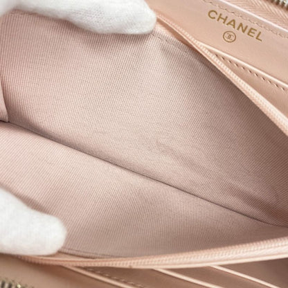Chanel Long Wallet Matelasse Caviar Skin Pink Chien Pan Gold Hardware Women