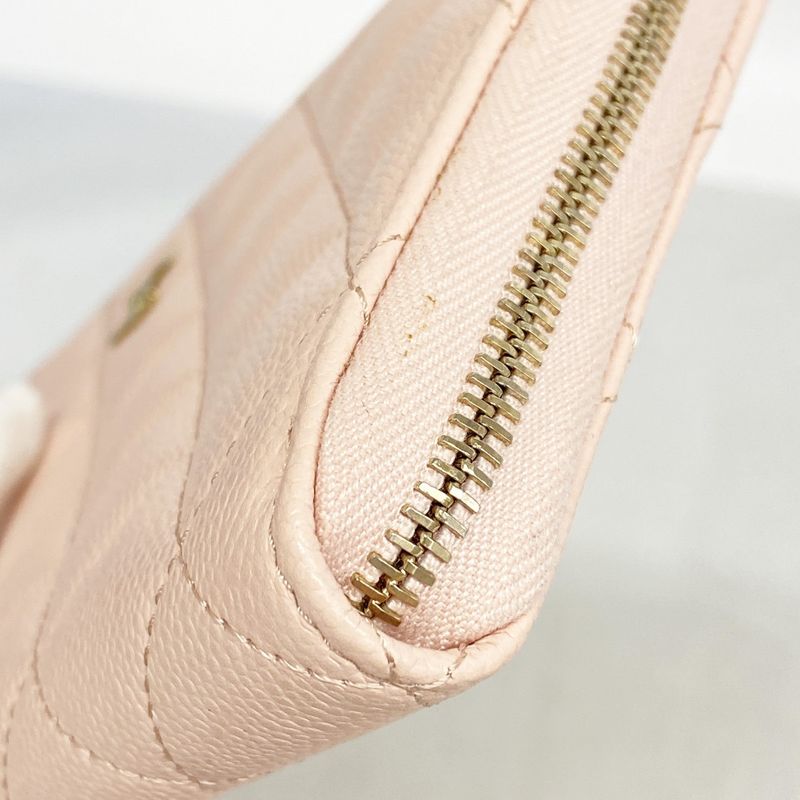 Chanel Long Wallet Matelasse Caviar Skin Pink Chien Pan Gold Hardware Women