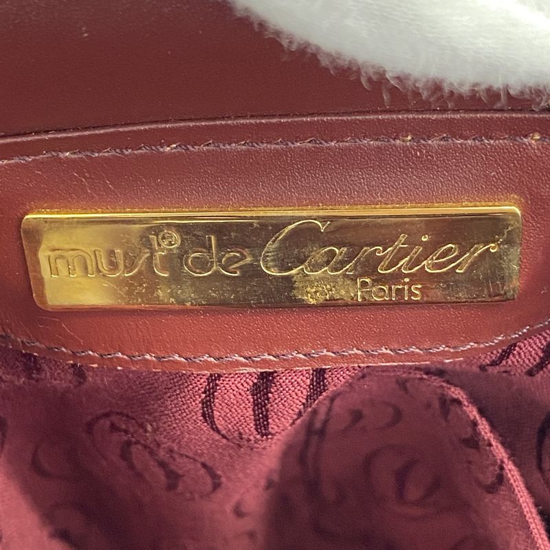 Cartier Shoulder Bag Must Leather Bordeaux Gold Hardware Women