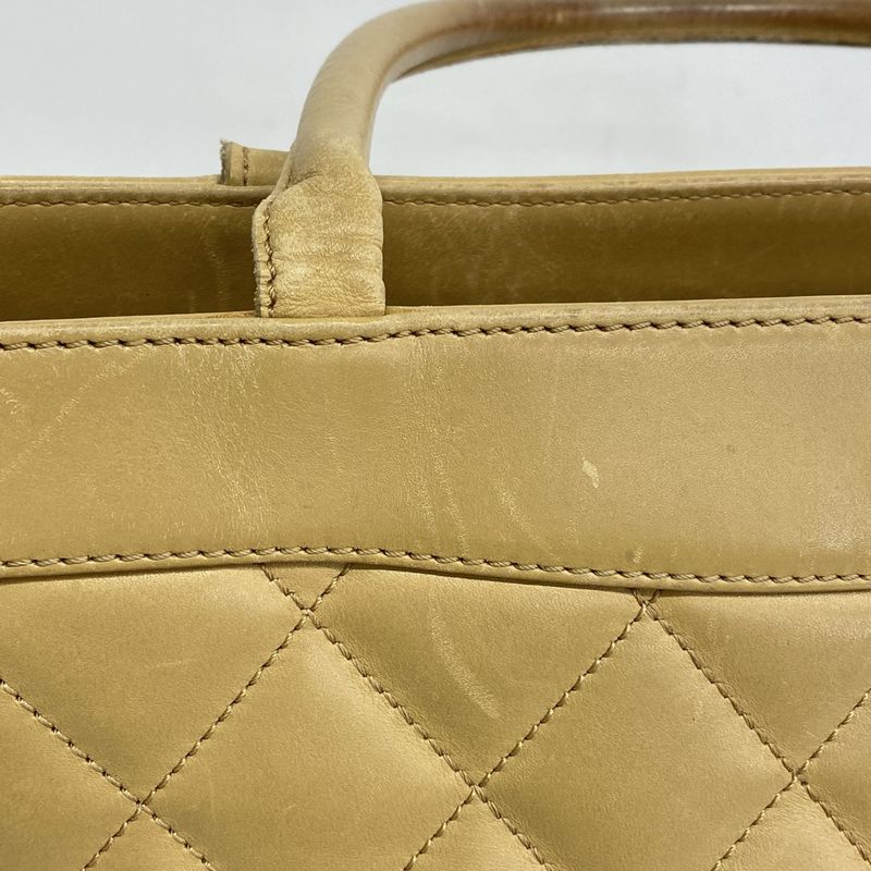 Chanel Handbag Matelasse Lambskin Beige Silver Hardware Women