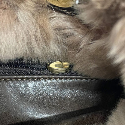 Chanel Shoulder Bag Fur Brown Chien Pan Gold Hardware Women's