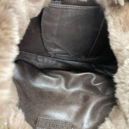 Chanel Shoulder Bag Fur Brown Chien Pan Gold Hardware Women's