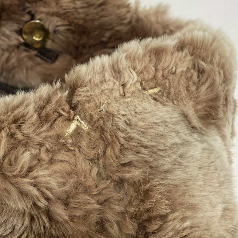 Chanel Shoulder Bag Fur Brown Chien Pan Gold Hardware Women's