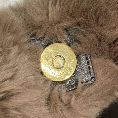 Chanel Shoulder Bag Fur Brown Chien Pan Gold Hardware Women's