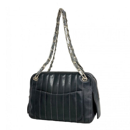 Chanel Shoulder Bag Mademoiselle Lambskin Silver Hardware Women