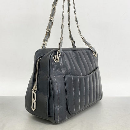 Chanel Shoulder Bag Mademoiselle Lambskin Silver Hardware Women
