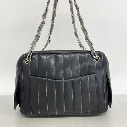 Chanel Shoulder Bag Mademoiselle Lambskin Silver Hardware Women