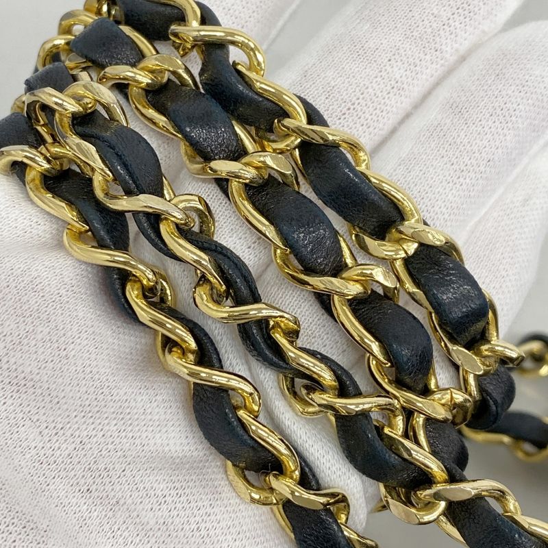 Chanel Shoulder Bag Matelasse Lambskin Black Gold Hardware Women