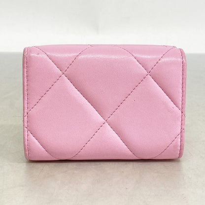 Chanel Trifold Wallet Chanel 19 Lambskin Pink Silver Hardware Women