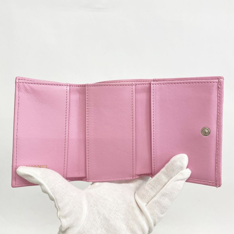 Chanel Trifold Wallet Chanel 19 Lambskin Pink Silver Hardware Women