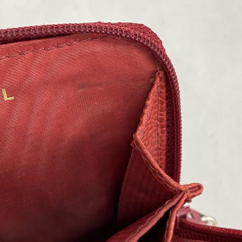 Chanel Coin Case Caviar Skin Red Silver Hardware Women