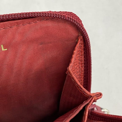 Chanel Coin Case Caviar Skin Red Silver Hardware Women