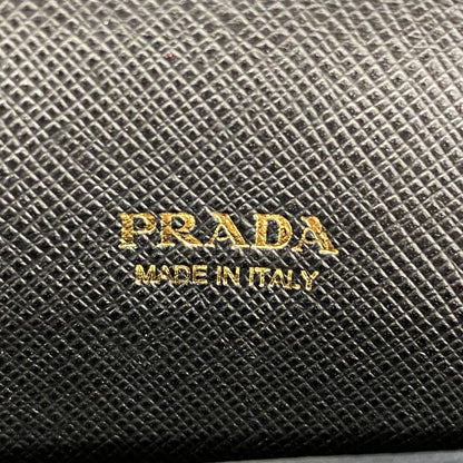 Prada Long Wallet Saffiano Leather Black Red Gold Hardware Women