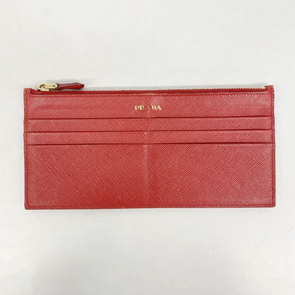 Prada Long Wallet Saffiano Leather Black Red Gold Hardware Women