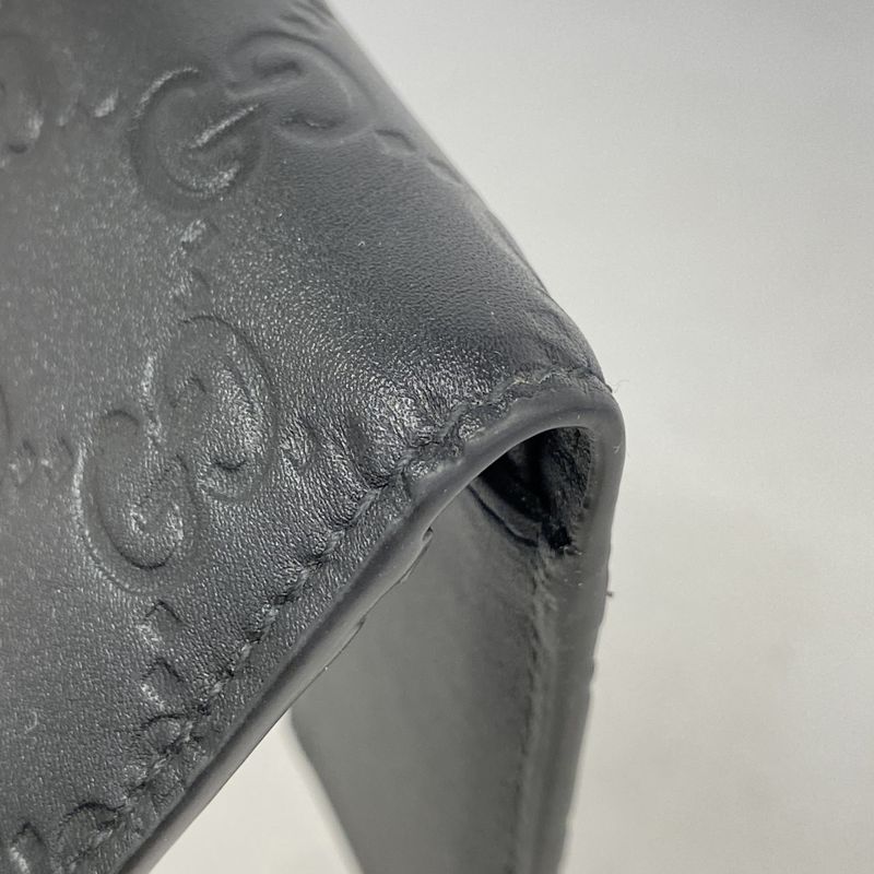 Gucci Wallet Guccissima 850177 Leather Black Silver Hardware Men's