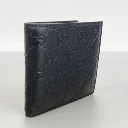 Gucci Wallet Guccissima 850177 Leather Black Silver Hardware Men's