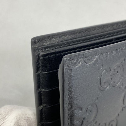 Gucci Wallet Guccissima 850177 Leather Black Silver Hardware Men's