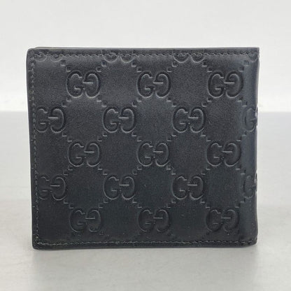 Gucci Wallet Guccissima 850177 Leather Black Silver Hardware Men's