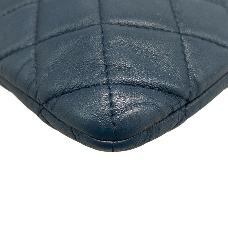 Chanel Matelasse Blue-Grey Silver Hardware Lambskin Clutch