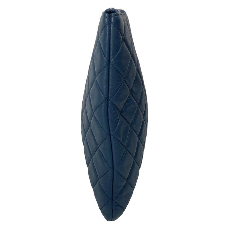 Chanel Matelasse Blue-Grey Silver Hardware Lambskin Clutch