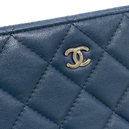 Chanel Matelasse Blue-Grey Silver Hardware Lambskin Clutch