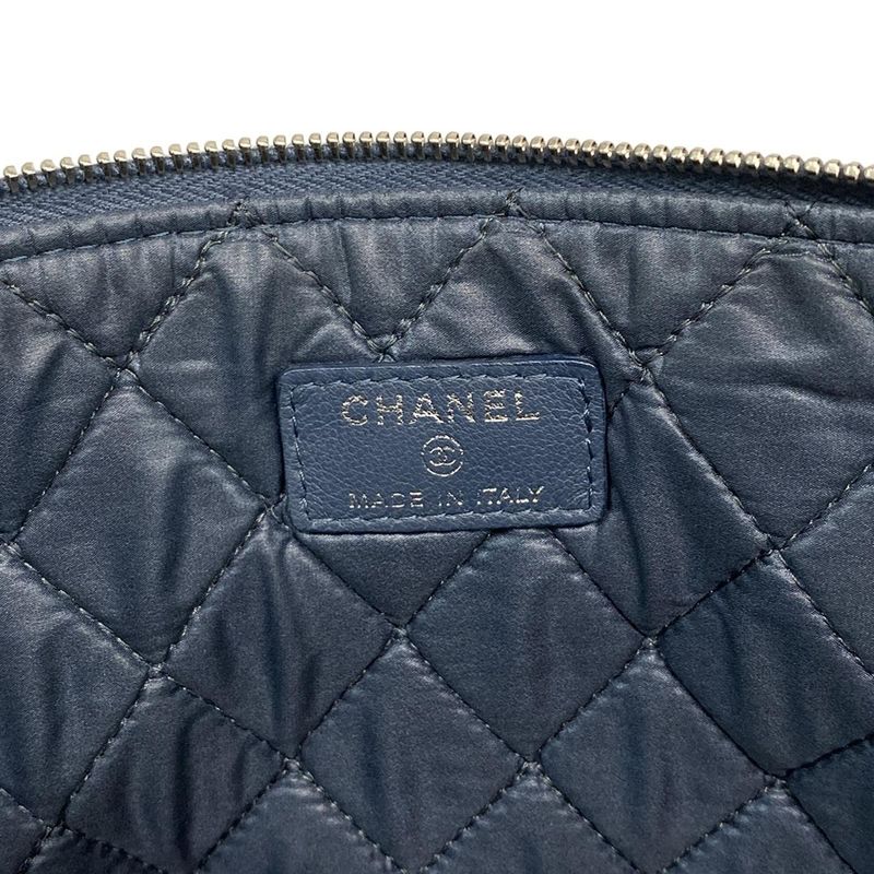 Chanel Matelasse Blue-Grey Silver Hardware Lambskin Clutch