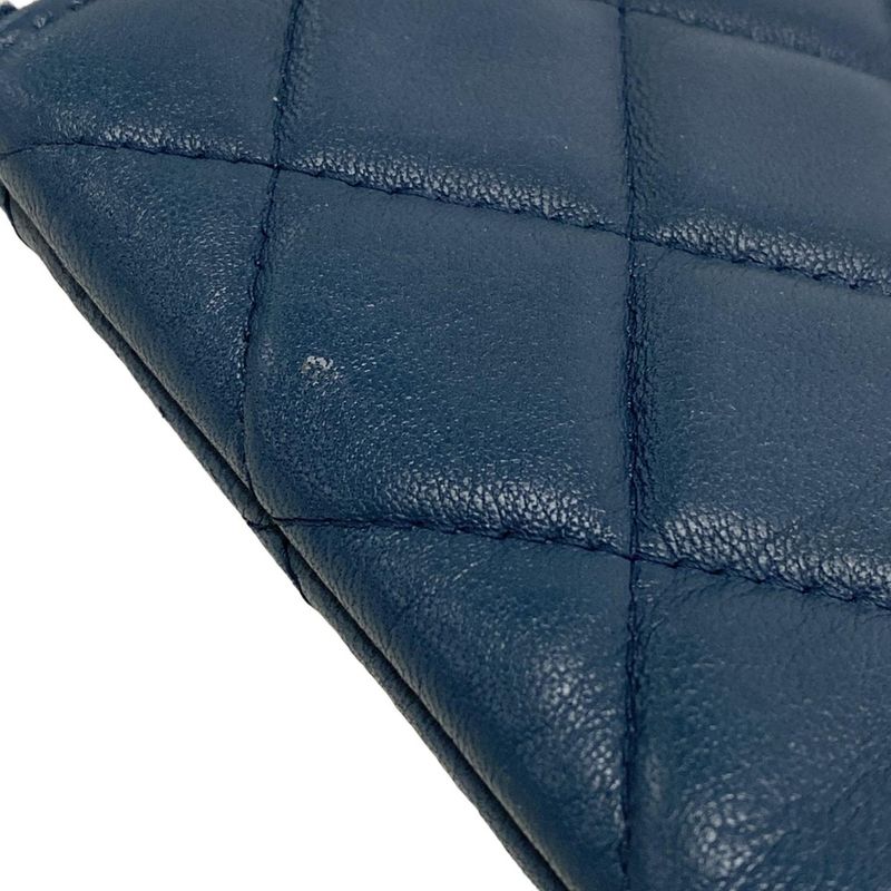 Chanel Matelasse Blue-Grey Silver Hardware Lambskin Clutch